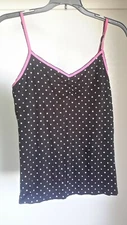 Jenni Intimates By Jennifer Moore Black/Hearts/Pink Tank Top  Size L Pre-owned