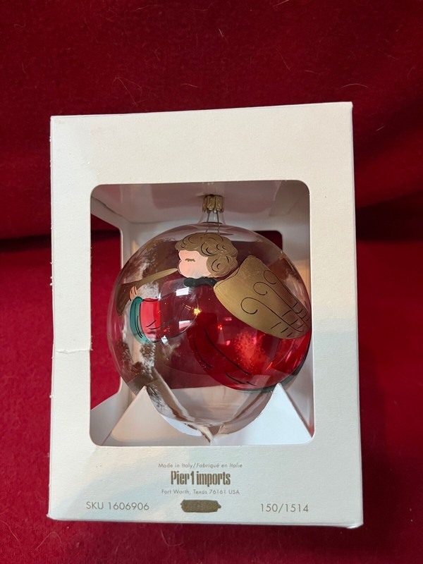 1997 Pier 1 Imports Glass Angel Hand Painted Ornament