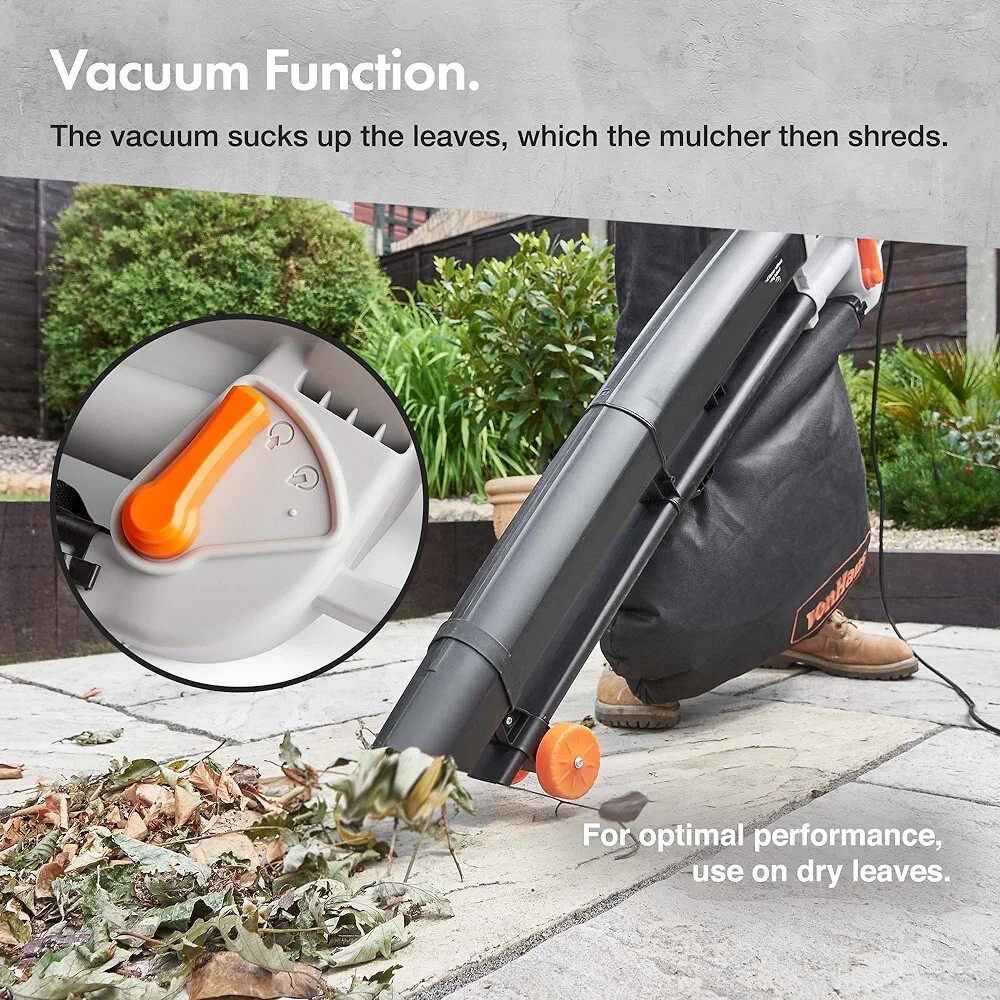 VonHaus 3 in 1 Leaf Blower 3000W Blows , Vacuums & Mulches Leaves RRP £