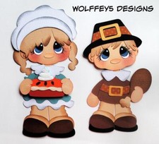 ELITE4U PILGRIM BOY OR GIRL premade paper piecing scrapbook diecut piece