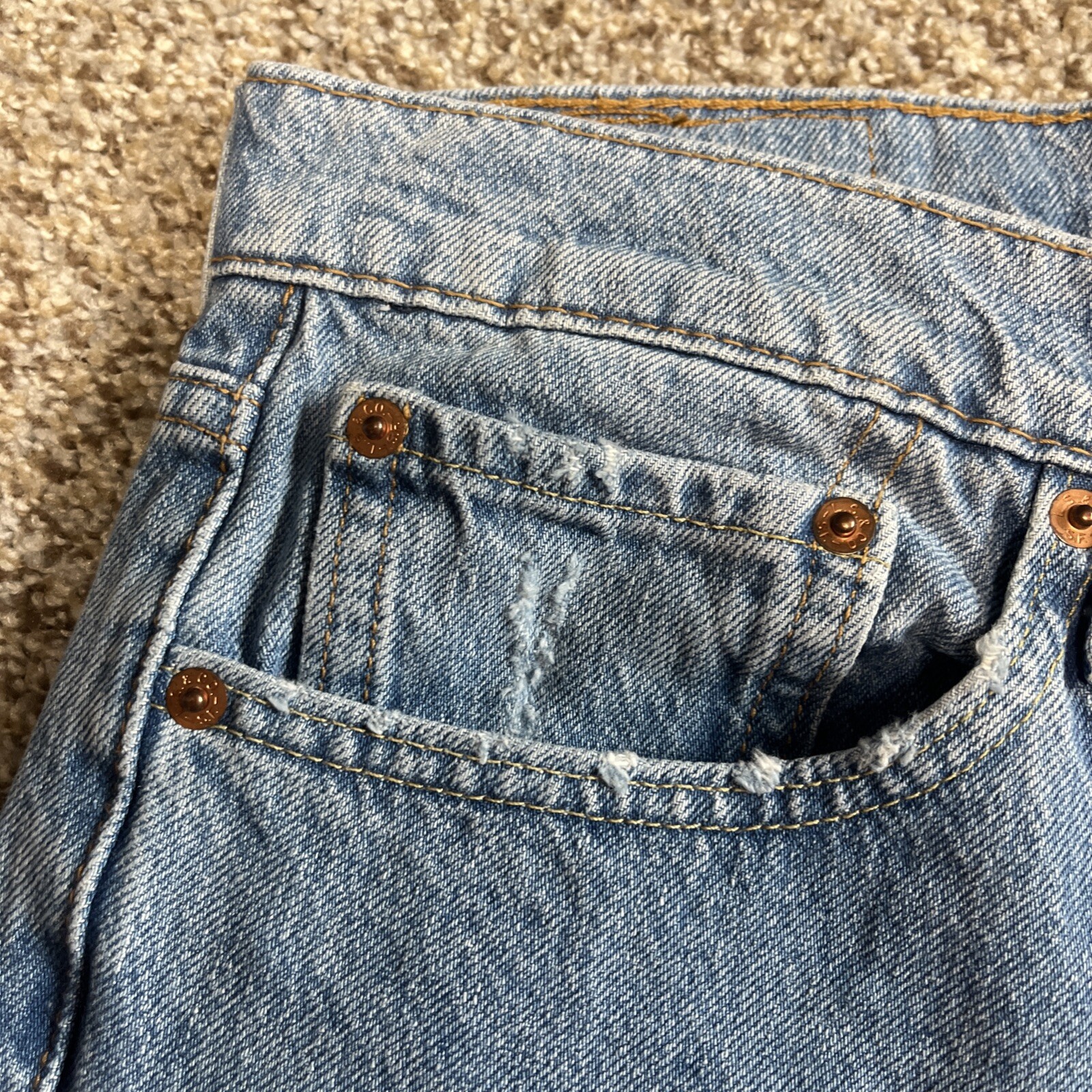 Levis 511 Womens Jeans 33x32 (33 X 26.5) Straight Leg Raw Hem Patches Blank Tab - View 5
