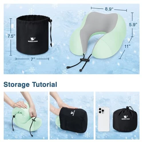 Travel Pillow for Airplane Memory Foam Pillow, Soft & Support Cooling Grey&sage