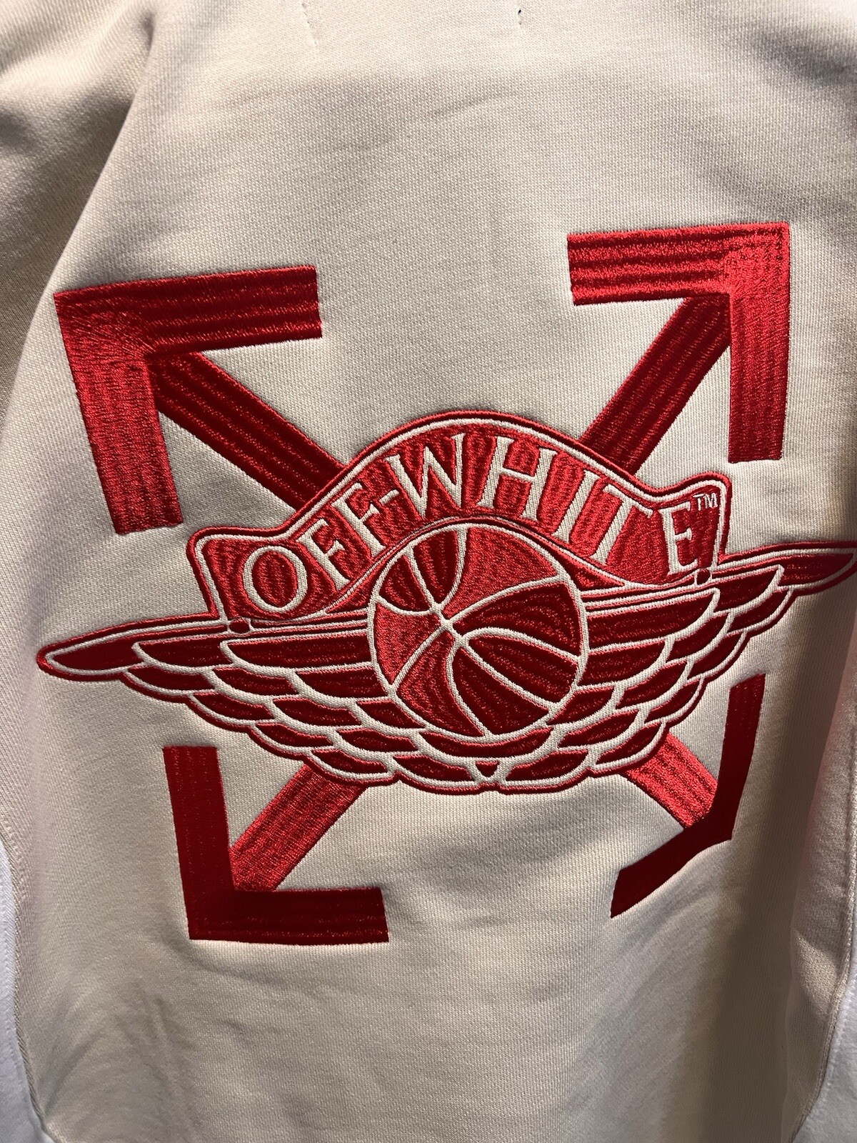 OFF WHITE X NIKE Felpa con cappuccio Nike Air Jordan X Off White 'Sail White University Red' taglia XL