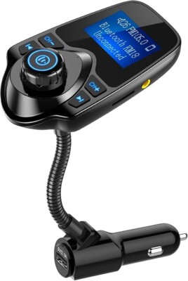 Nulaxy Car Bluetooth FM Transmitter [2024 Upgraded], 1.44'' Display Flexible Goos