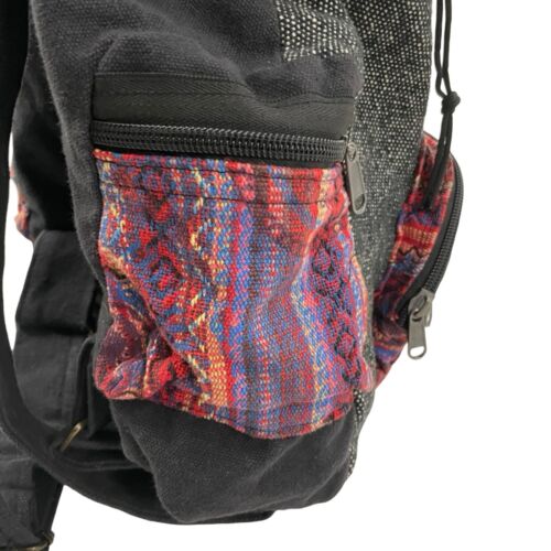 Vintage Tapestry Backpack 1990s Cotton Canvas Satchel Bag 90s Colorful Bookbag - Picture 4 of 6