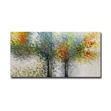 V-inspire Art, 24x48 Inch Modern Impressionist Tree art 100% Hand Painted Can...