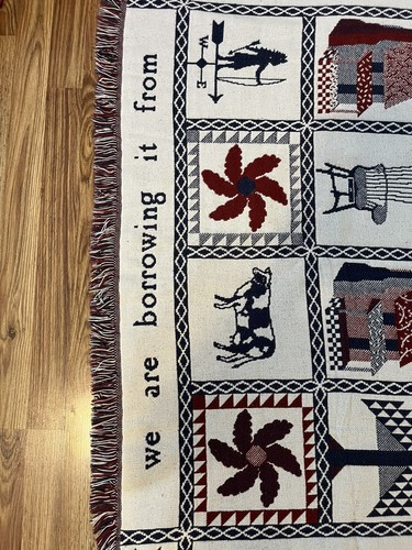 Bob Timberlake’s Throw Blanket Tapestry Red Native American Saying Fringe Woven - Picture 6 of 7