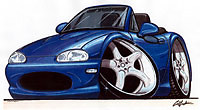 1999-2005 mazda miata mx-5 mx5 Blue Cartoon T-shirt available in sizes S-3XL