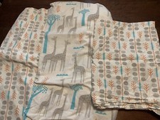 Land Of Nod Toddler Plains Branch/Giraffe Flat 2 Fitted Sheets Organic Cotton