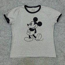 Disney Shirt Girl XL Gray Mickey Mouse Ringer Graphic Tee Short Sleeve Top Youth
