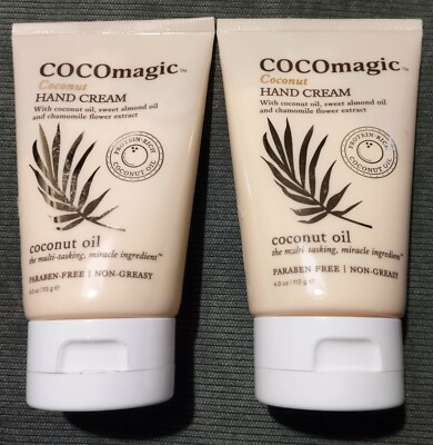 2 PACK Coco Magic Coconut Chamomile Sweet Almond Oil Miracle Hand Cream 4 oz ea