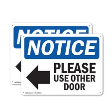  2 Pack Please Use Other Door OSHA Notice Sign Decal Metal Plastic