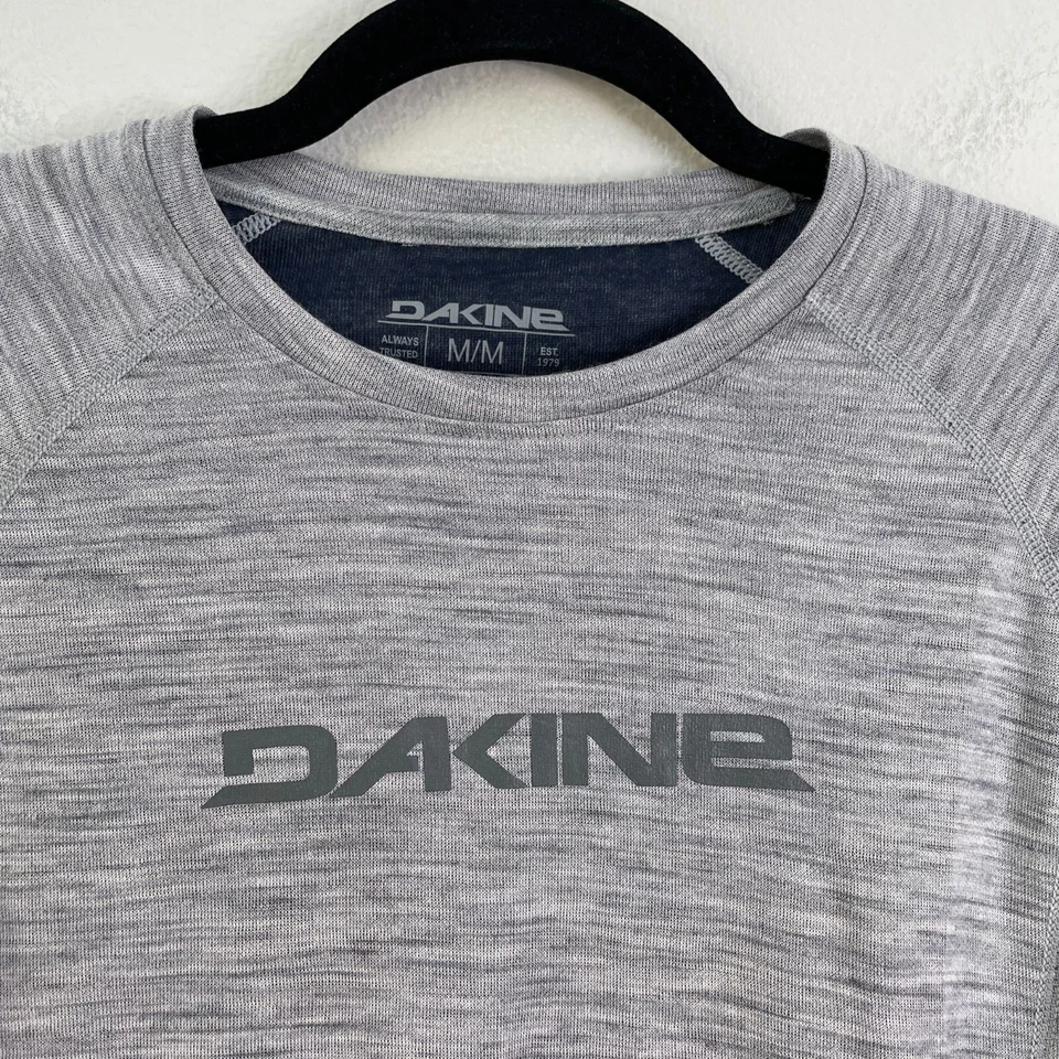 NUEVO Top Dakine Mujer Medio Gris Jaspeado Manga Larga Capa Base Mezcla Lana Foto 2 de 4