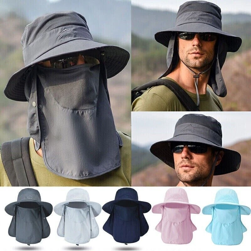 Outdoor Sun UV Protection Fishing Cap Neck Face Flap Wide Brim Hat Cover Summer - image 2 of 4