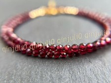 Natural Garnet Faceted Dark Red Round Gemstone Beads Necklace 14-48 inch 3MM 4MM