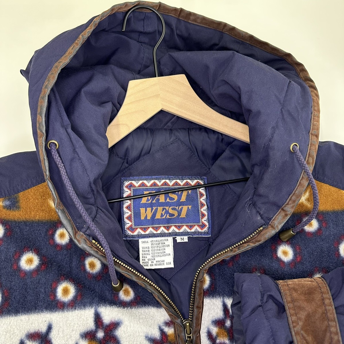 East West Men's jacket Coat Aztec, Western Size Medium with Hood