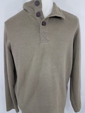 Eddie Bauer Heavy Sweater Brown 1/4 Button Pullover Men Long Sleeve Medium