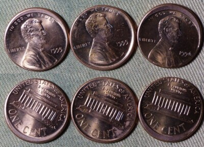 Error : Lot 3 Coins 1995(2)+1996 Cent Broadstruck Almost Nickel Size IREC2927