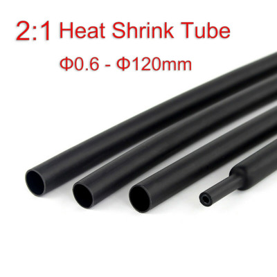 Black 2:1 Heat Shrink Tube Dia 0.6 - 120mm Polyolefin Cable Wire Tubing Sleeving