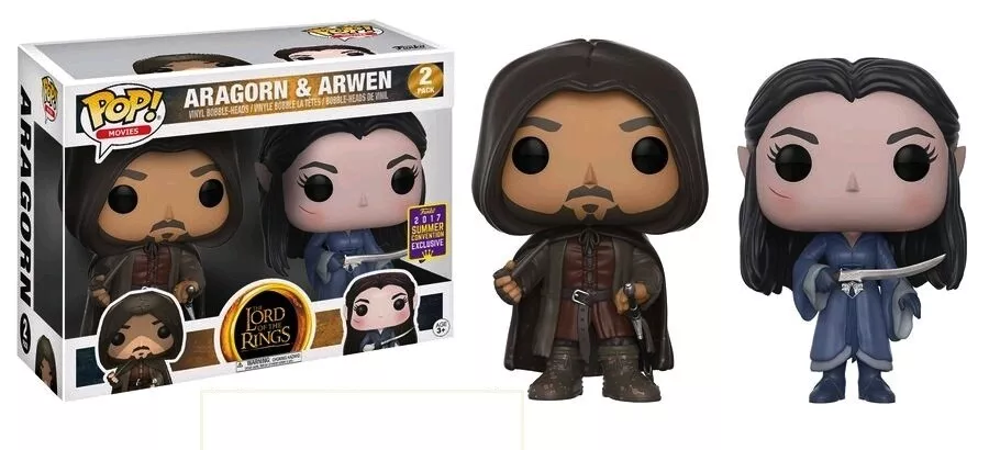 Funko POP Lord of the Rings Aragon Arwen 2017 SDCC Exclusive 2pk