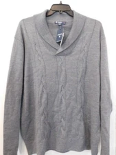 NEW Daniel Cremieux Extra Fine Merino Wool Sweater XXL Grey Cable Knit $150