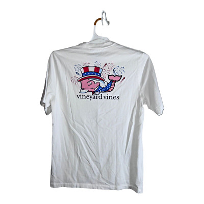 VINEYARD VINES Youth White 4th Of July Firework Uncle Sam T Shirt Size XL
