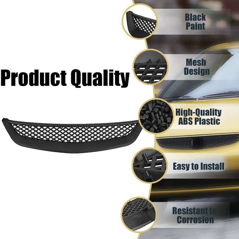 Se adapta a Honda Civic 2001-2003 sedán rejilla delantera de malla y lentes transparentes luces antiniebla Foto 2 de 4