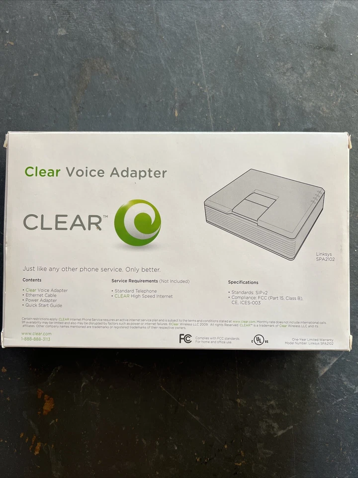 Adaptador de voz transparente Cisco Linksys enrutador de un solo puerto, 2 puertos de teléfono SPA2102-SF Foto 2 de 4