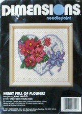  7141 DIMENSIONS VINTAGE "HEART FULL OF FLOWERS" VALENTINE NEEDLEPOINT KIT - NIP