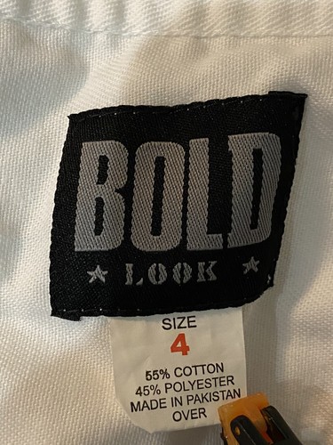 THE BOLD LOOK KARATE UNIFORM JACKET & PANT WHITE SIZE 4 Kids Karate 🥋 - Picture 5 of 12