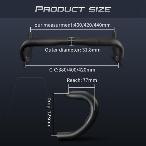 Ultra-Lightweight Carbon Drop Handlebars for Enhanced Road Bike Performance - Imagen 7 de 9