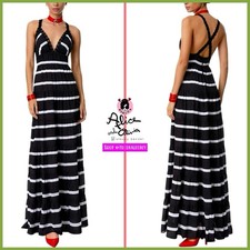 Alice + Olivia Karolina Lace Trimmed Black White Maxi Dress Sz 6