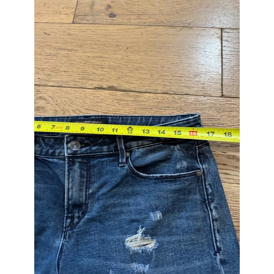 Pantalones de mezclilla CULT OF INDIVIDUALITY Zen Midrise Distressed Moto Patch azul mezcla de algodón Foto 4 de 4