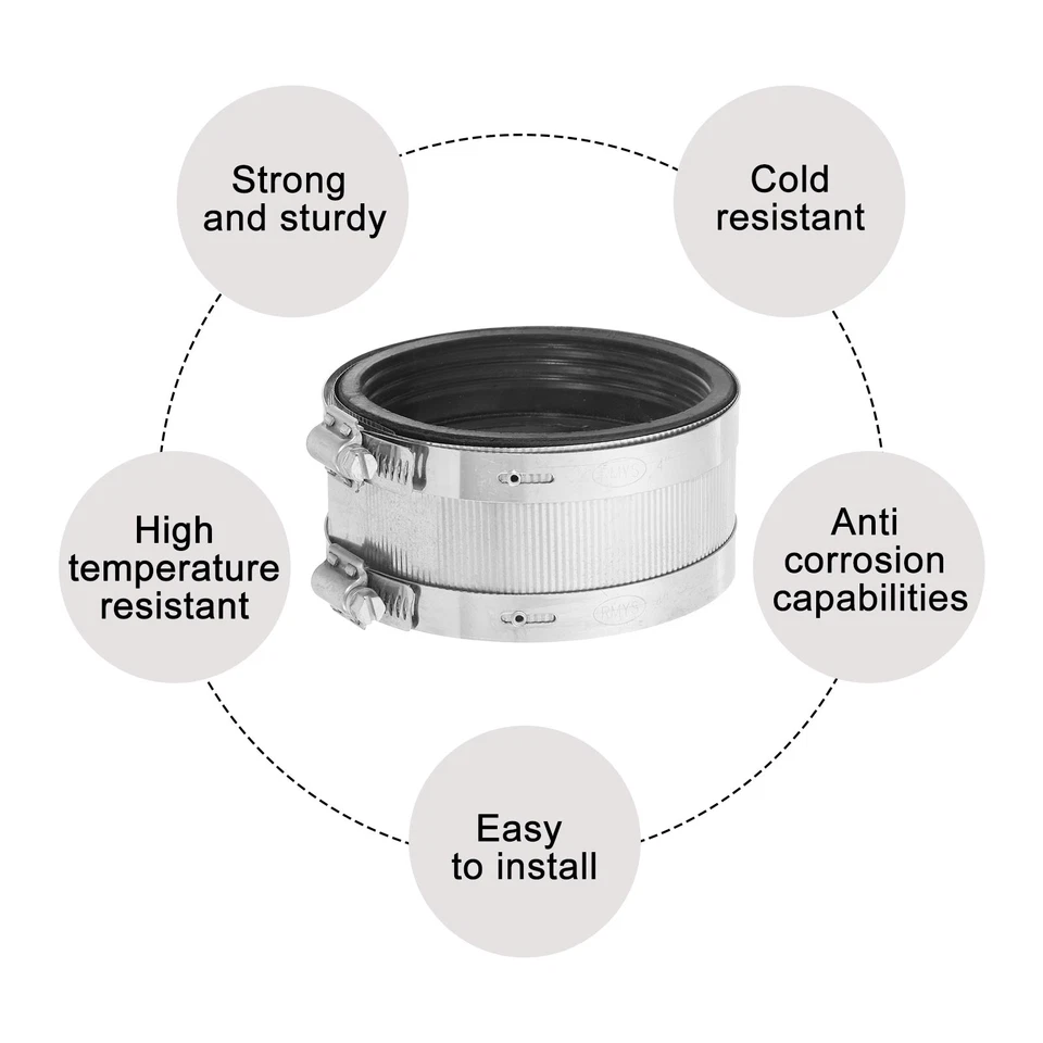 Hose Clamp, 96-107mm Stainless Steel Pipe Connector for PVC and Metal Pipes - Изображение 4 из 4