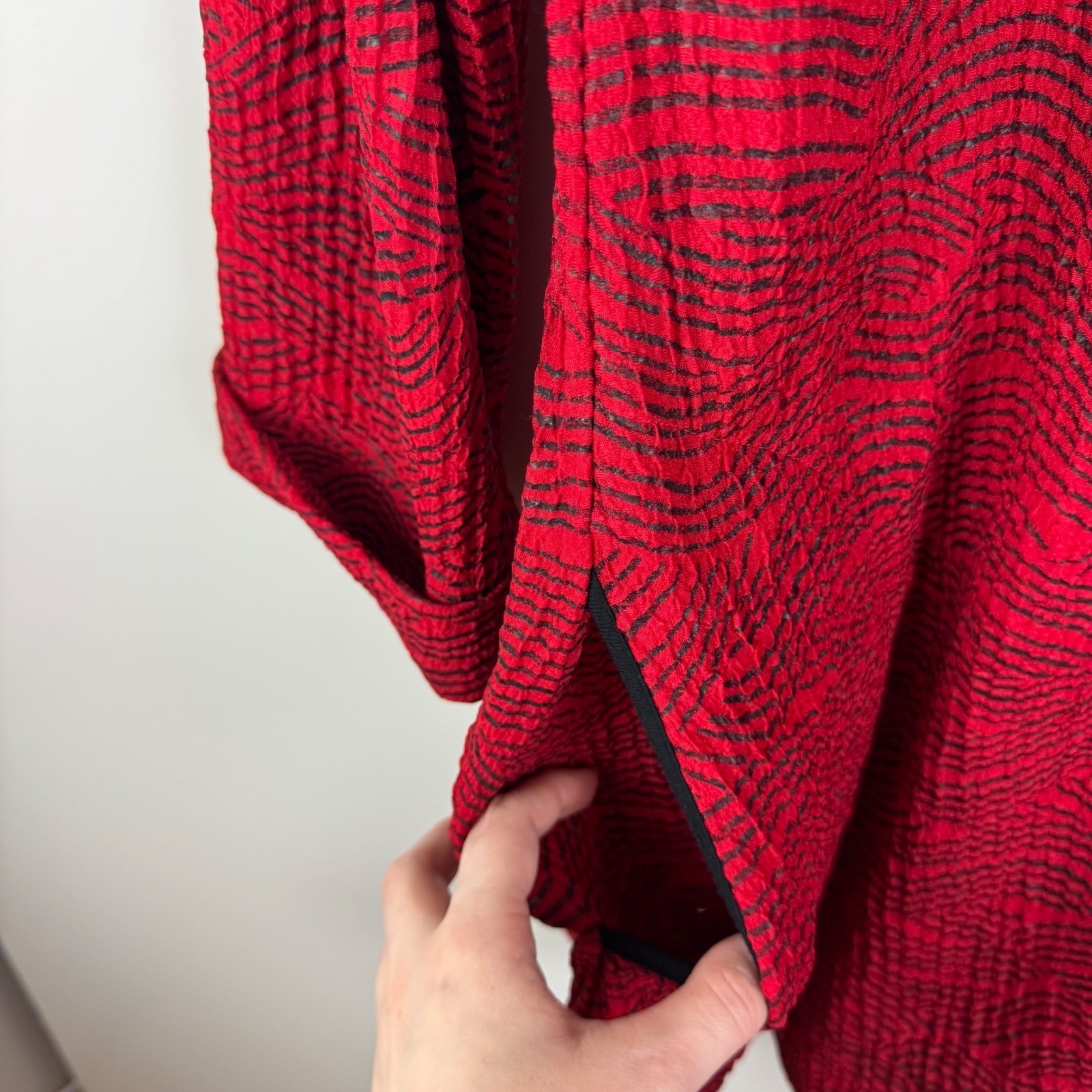 Multiples Textured Button Front Jacket Medium Red… - image 3