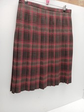Honor Milburn Size UK 20 Pleated Skirt Fully Lined Red & Brown Tartan Length 27"