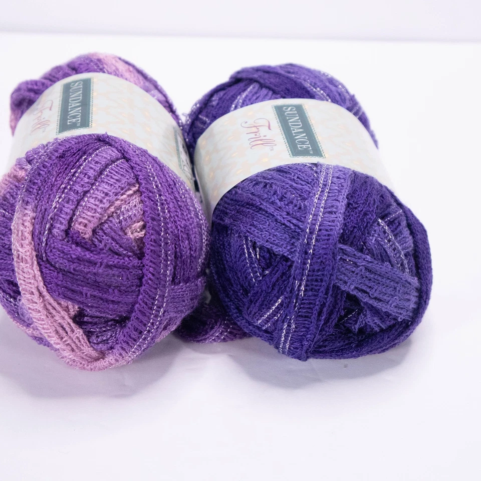 Пряжа Sundance Frill лот из 2 фиолетовых розовых акриловых полиэстеров для вязания крючком отделки рукоделия - Изображение 2 из 4