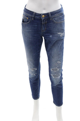 Closed Women Ankle Cropped Jeans Dark Blue Mid Rise Button Fly Size 25
