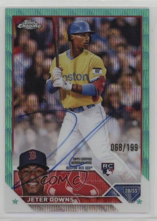 2023 Topps Chrome Rookie Aqua Wave Refractor 68/199 Jeter Downs #RA-JDO Auto 8d4