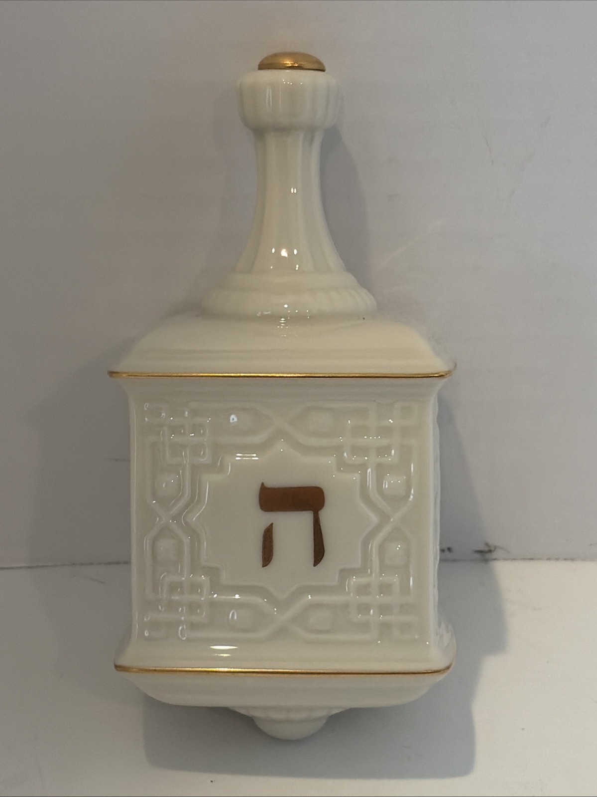 Lenox DREIDEL Judaic Collection Ivory Porcelain Gold Accents Hanukkah 5.5"H