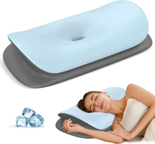 Cervical Neck Pillow 14 inches x 4 x 4.52/4.13 inches, Blue&grey