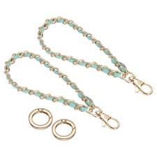 Metal Leather Wristlet Strap, Hand Wrist Lanyard, Light Gold-Green 2Pcs