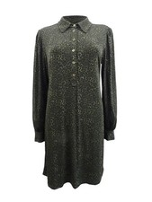 MICHAEL Michael Kors Women's Long-Sleeve Mini Shirtdress (M, Olive)
