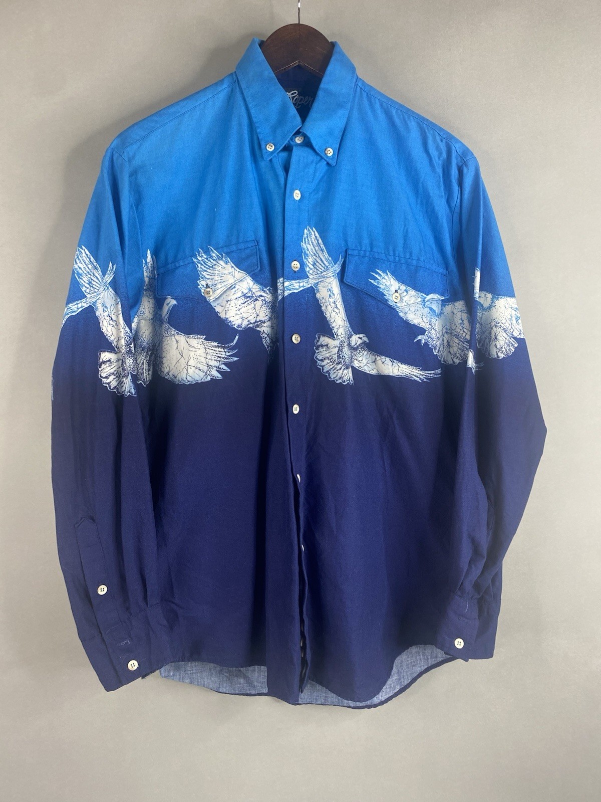 Vintage Roper Border Button Down Long Sleeve Blue… - image 1