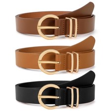 3 Pack Women's Leather Belts for Jeans Dresses Ladies Waist Belt with Fashion