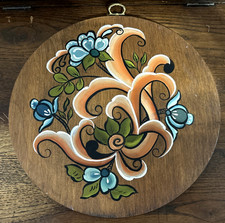 Vintage Norwegian Scandinavian Handcrafted Rosemaling 10" Hanging Wall Art