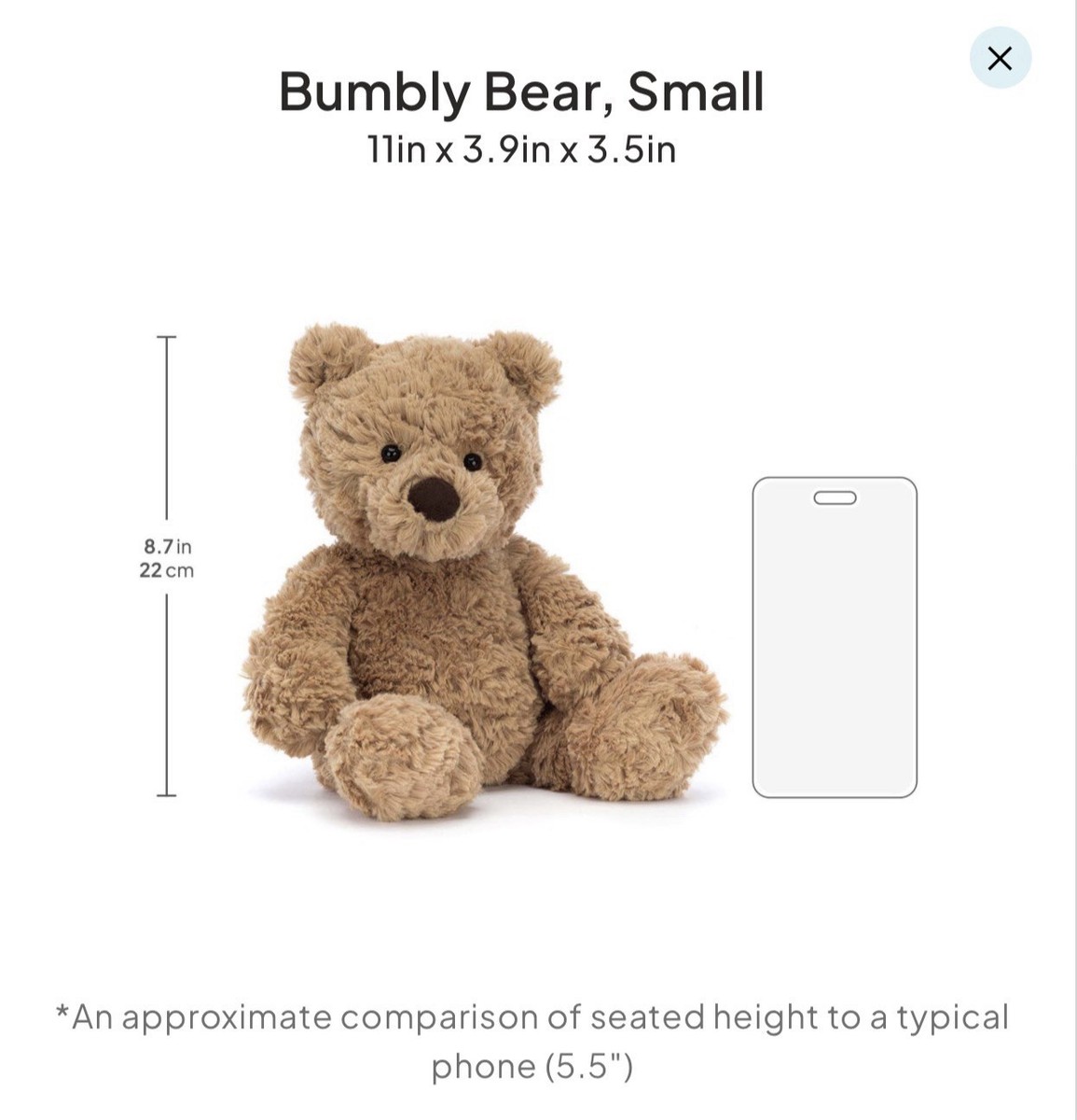 Jellycat Small (11in, 28cm) Bumbly Bear Bear BNWT - New w Tags