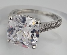 Sterling Silver Fancy Square Cut Cubic Zirconia Ring Size O 1/2 - 56. Gift idea