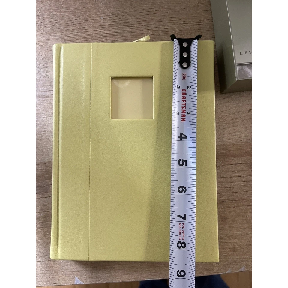 Levenger Yellow Leather Unlined Notebook Journal Sketchbook w/Dust Bag & Box New - Image 4 of 4