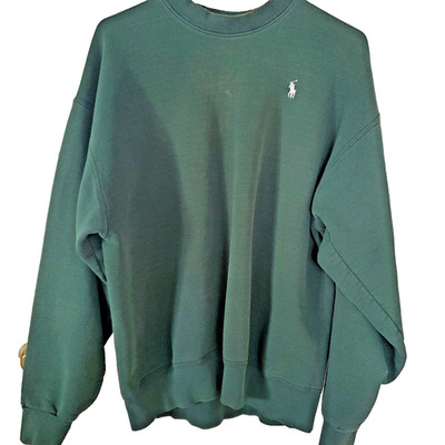 Ralph Lauren Hunter Green Italian Sweatshirt Worn Lived In Style POLO Size L